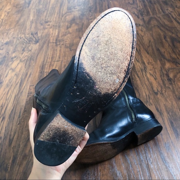 Frye Melissa Tall Riding Boots, black leather, knee high, low heel, size 9.5 - Picture 14 of 16
